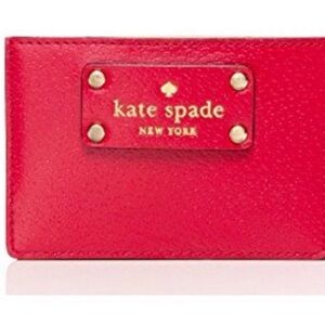 kate spade Red Leather Card & Key Holder with Gold Logo Plate